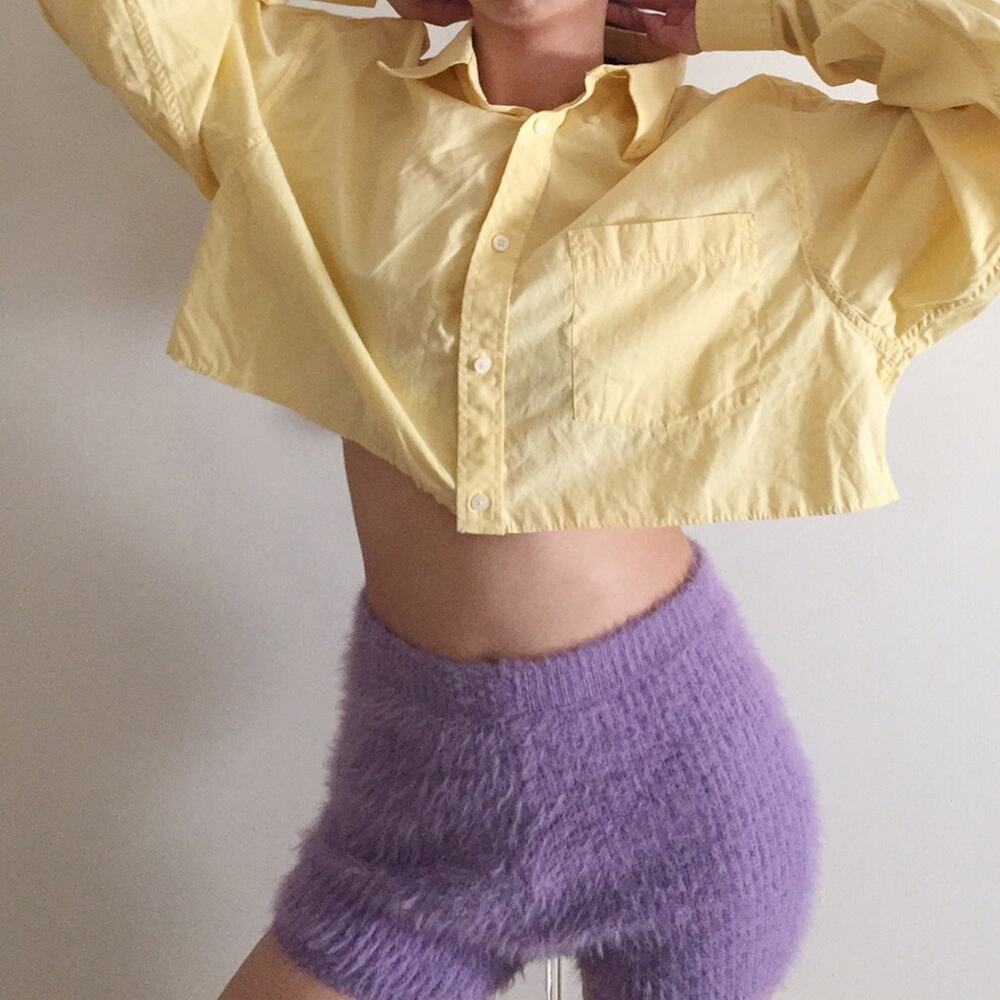 Reworked Gap Cropped Button Down Shirt-DA4